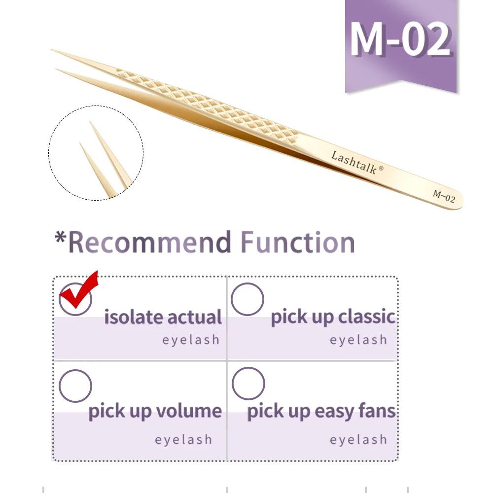 Precision Fiber Tip Eyelash Extension Tweezers with Diamond Grip - Smarsty