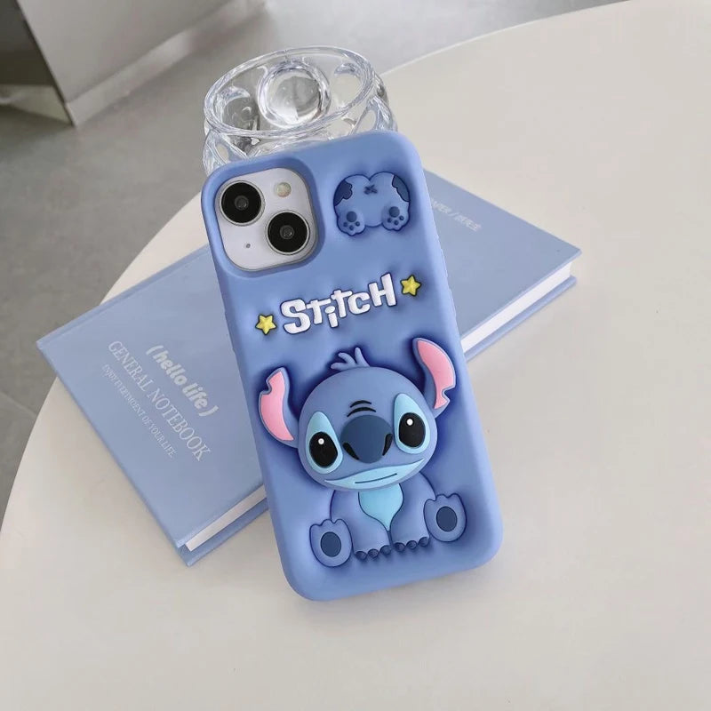 Cute Stitch iPhone Case With Silicone Grip Holder Stand - Smarsty