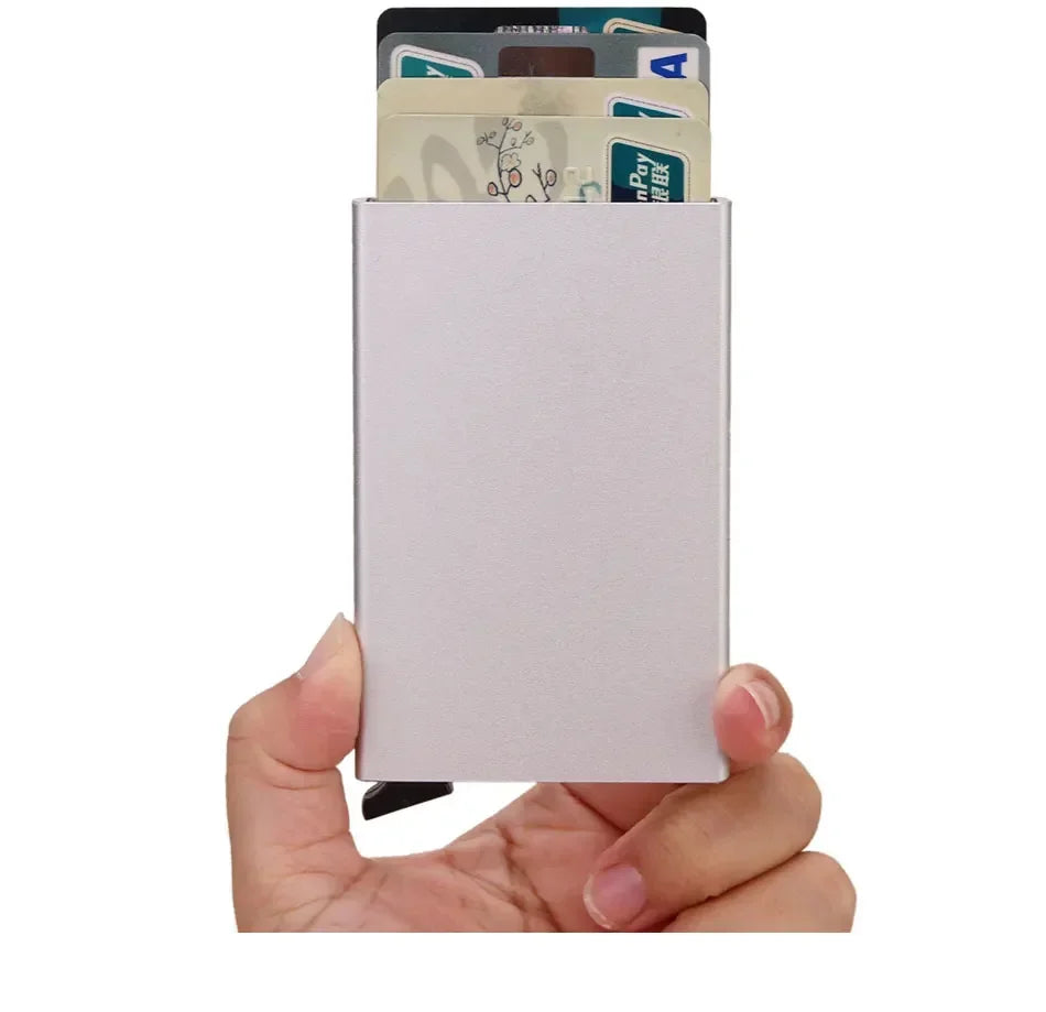 Anti Rfid Blocking Smart Wallet for Men Women ID Bank Credit Card Holder Metal Thin Slim Women Wallets Pop Up Minimalist Purse