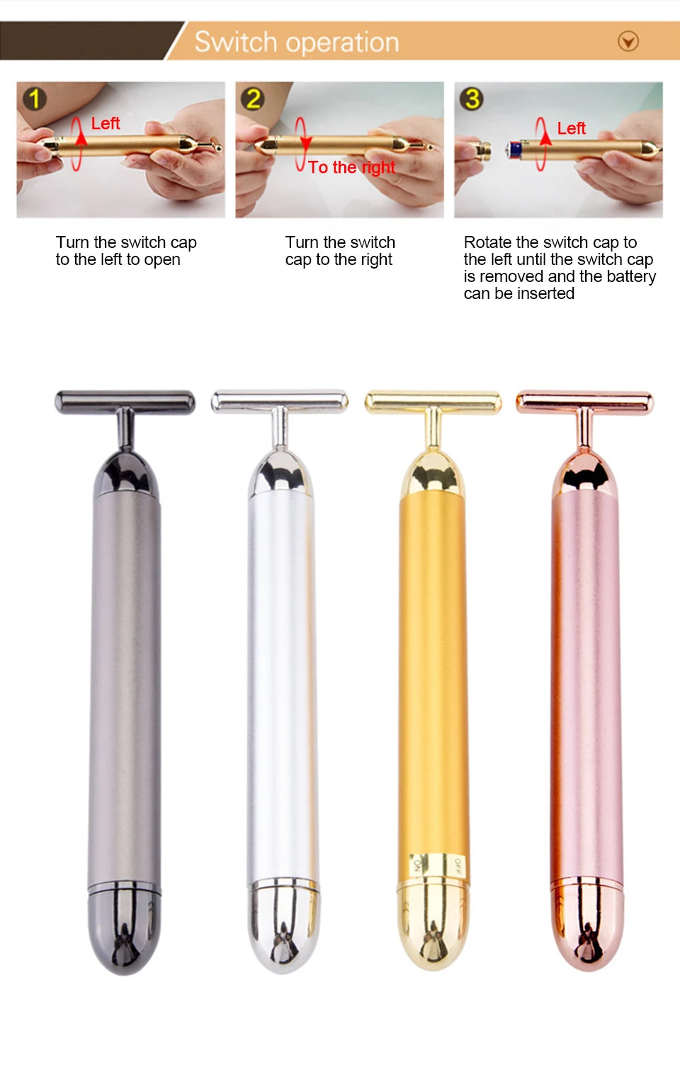 24K Gold Electric Face Roller for Youthful Skin - Smarsty
