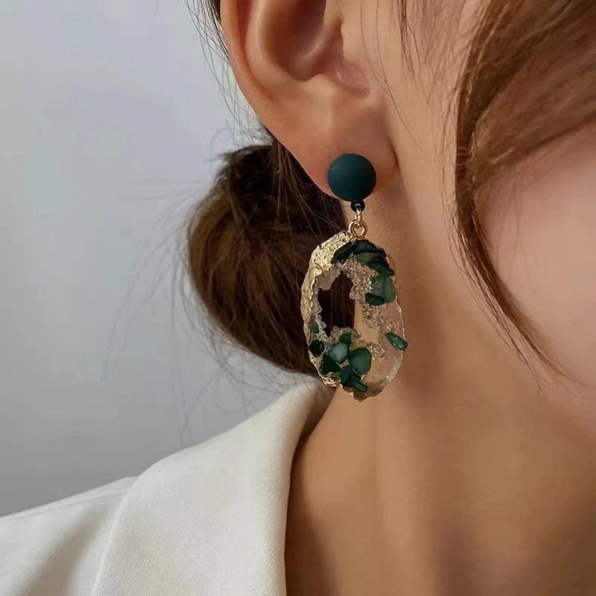 Vintage Emerald Drop Earrings for Women Trendy Fairycore Style - Smarsty