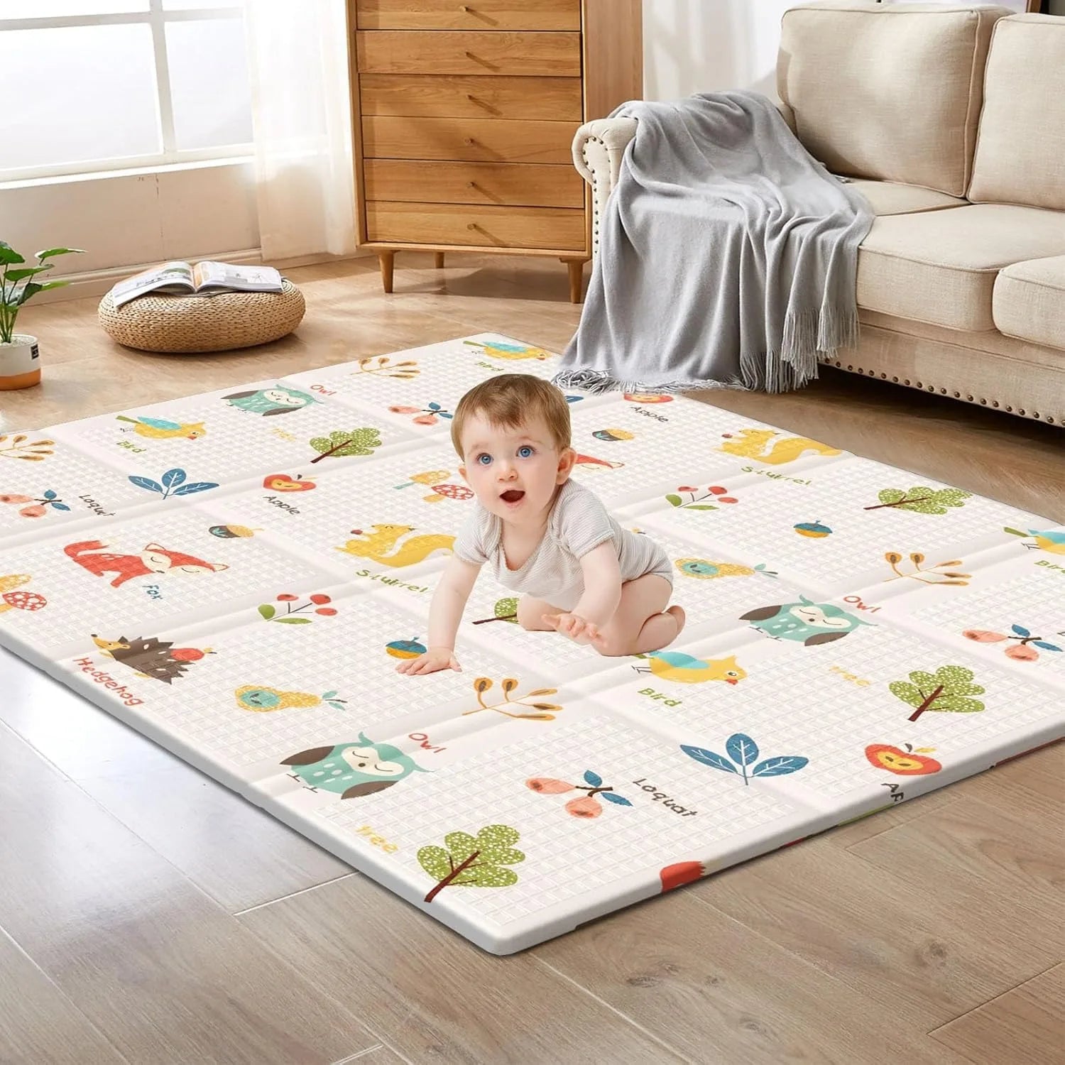 Foldable Baby Play Mat Children's Double-sided Pattern Protection Non-slip Activity Carpet Children's Educational Activity Mat by Smarsty
