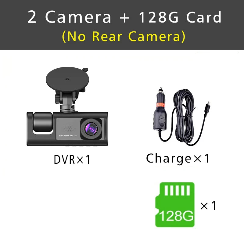 Three Channel Dash Cam 1080P With Three Lenses For Cars - Smarsty