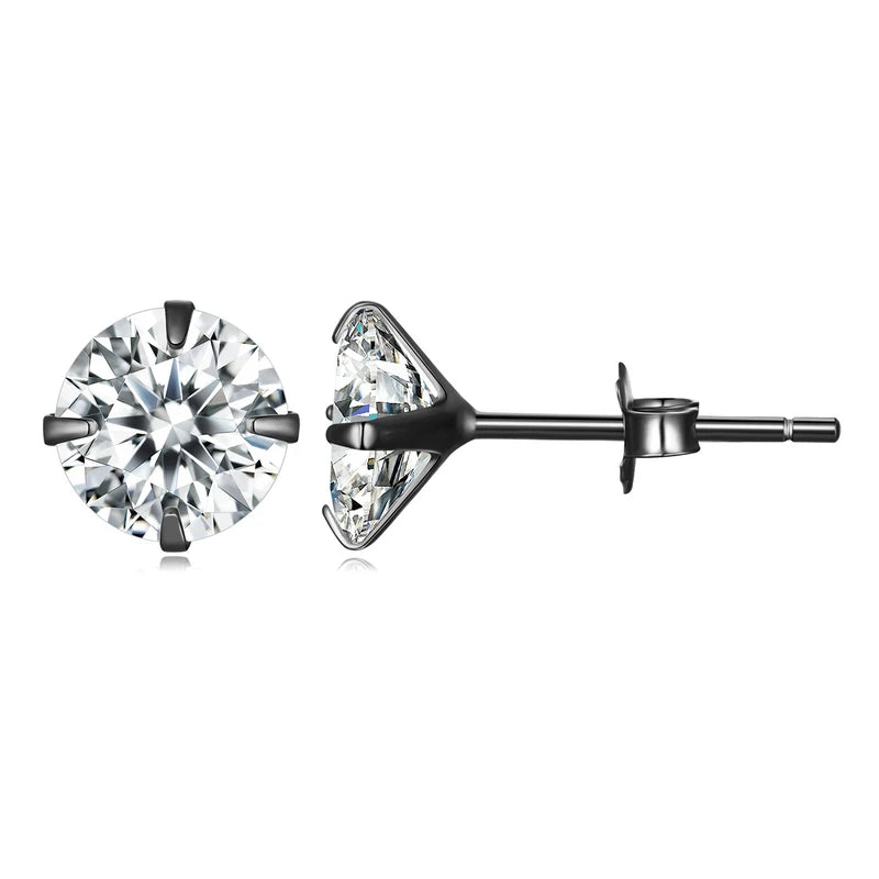 Bamoer CZ Stud Earrings 925 Sterling Silver Platinum Plated Round Cubic Zirconia Hypoallergenic Barbell Earrings 4-7mm - Smarsty