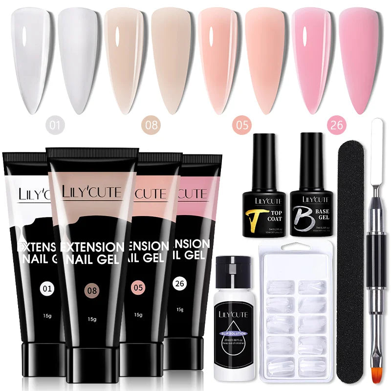 LILYCUTE Nail Gel Set with 6W LED Lamp for Quick Manicure - Smarsty