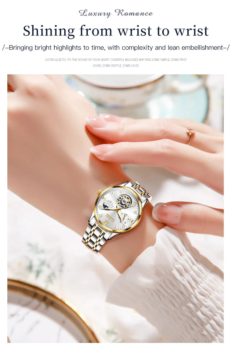 OLEVS Womens Automatic Mechanical Watch Waterproof Stainless Steel - Smarsty