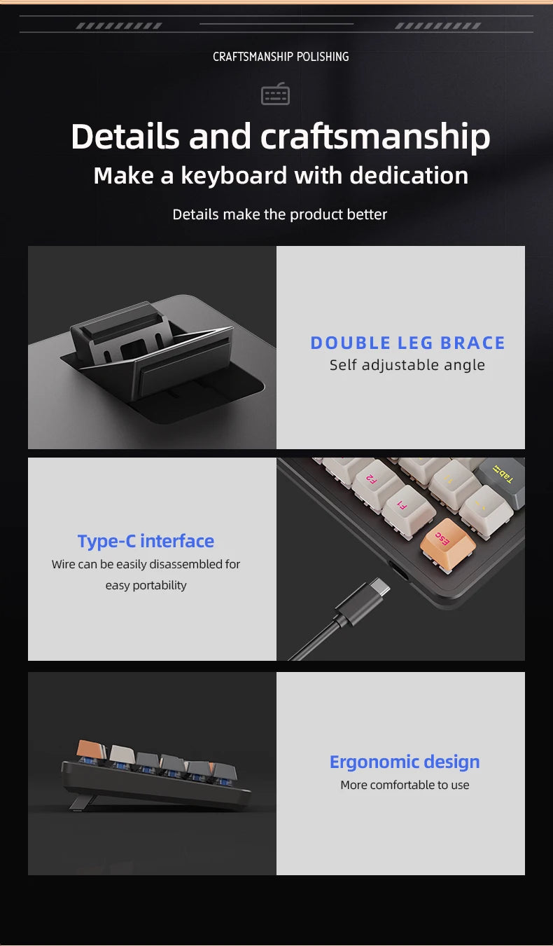 75 Percent Mechanical Keyboard With Media Knob Backlighting