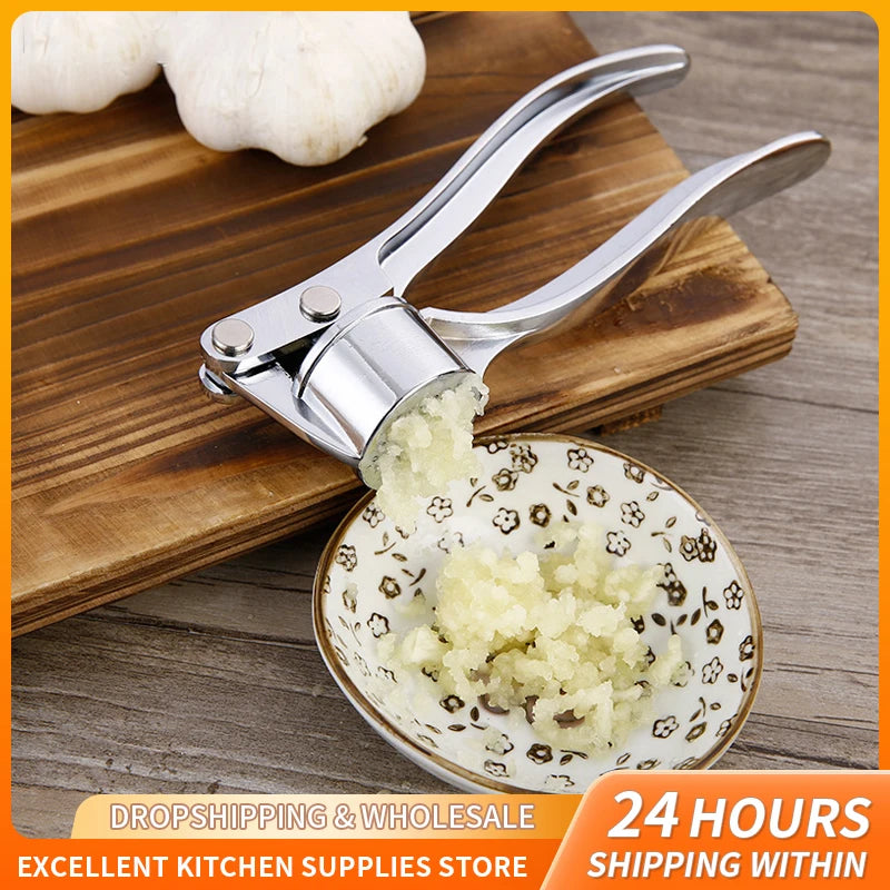 Stainless Steel Garlic Press Crusher Mincer Handheld Garlic Smasher Squeezer Manual Press Grinding Tool Kitchen Accessories by Smarsty