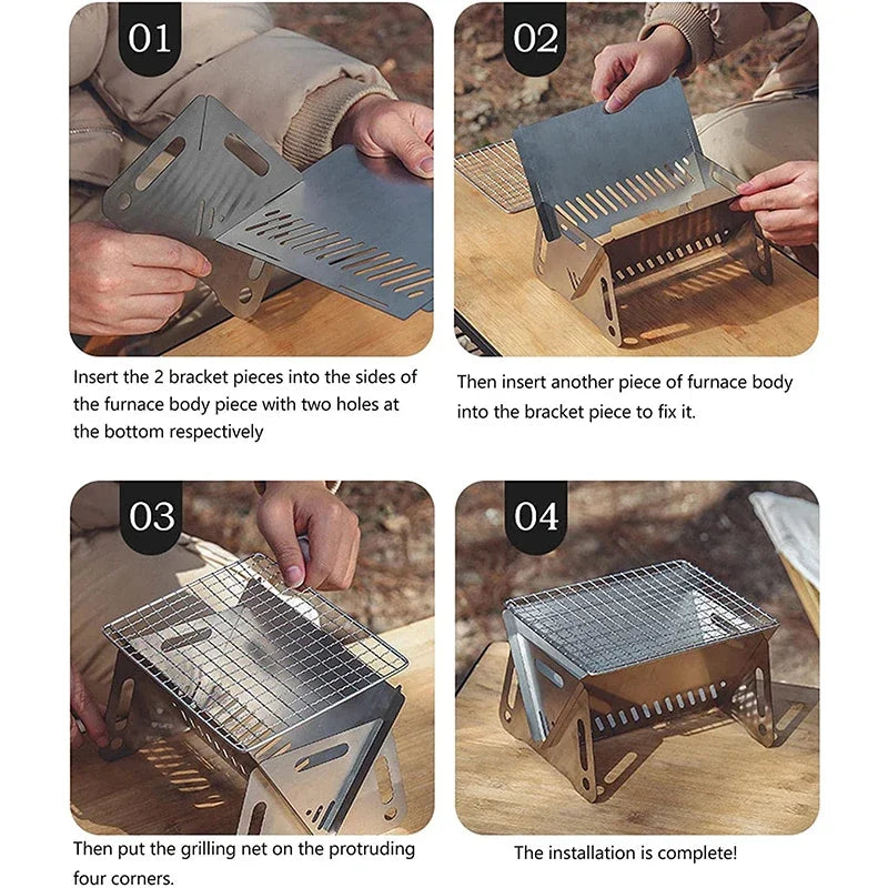 Portable Folding BBQ Grill for Camping and Outdoor Cooking - Smarsty