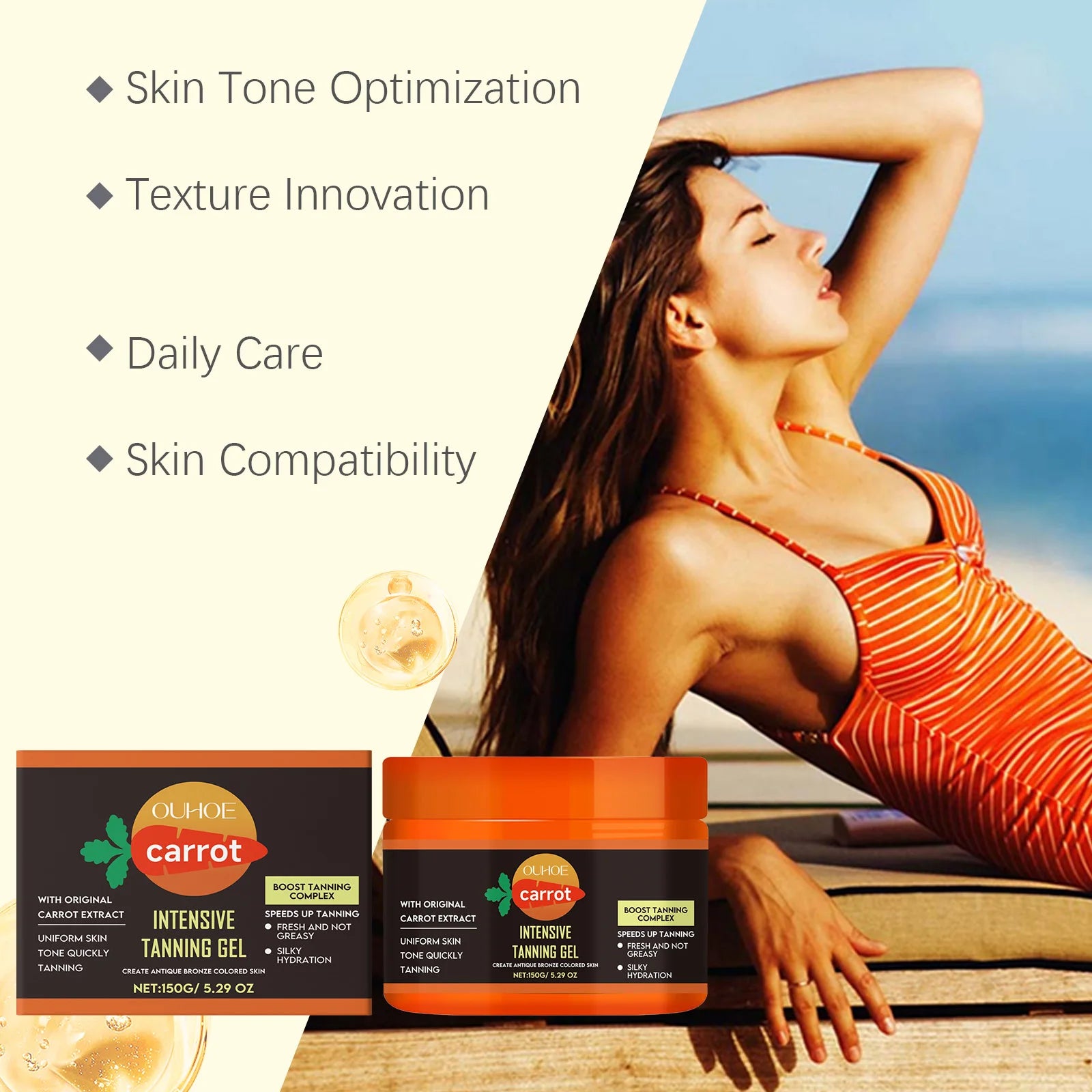 Hydrating Carrot Tanning Gel for Natural Sunless Tan - Smarsty