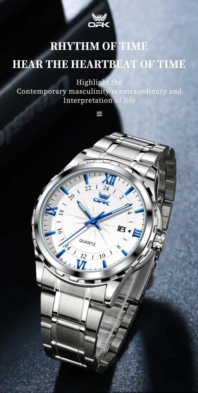 OPK Steel Belt Dual Calendar Men's Quartz Watch - Smarsty
