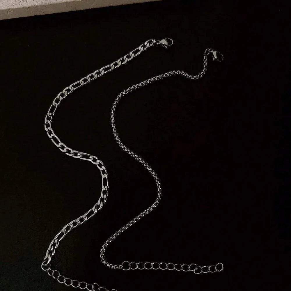 Mens Stainless Steel Chain Bracelets Set Gold Silver - Smarsty