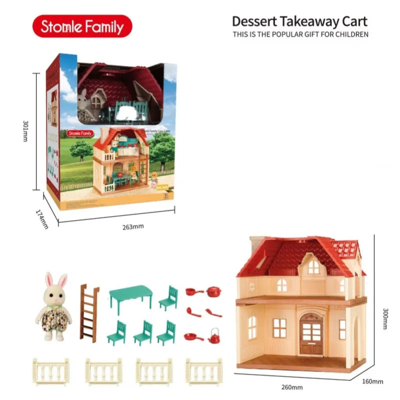 New Simulation Room Forest Family Small West House Rabbit Animal Model Girl Doll House Furniture Double Storey Villa Toys Gifts by Smarsty