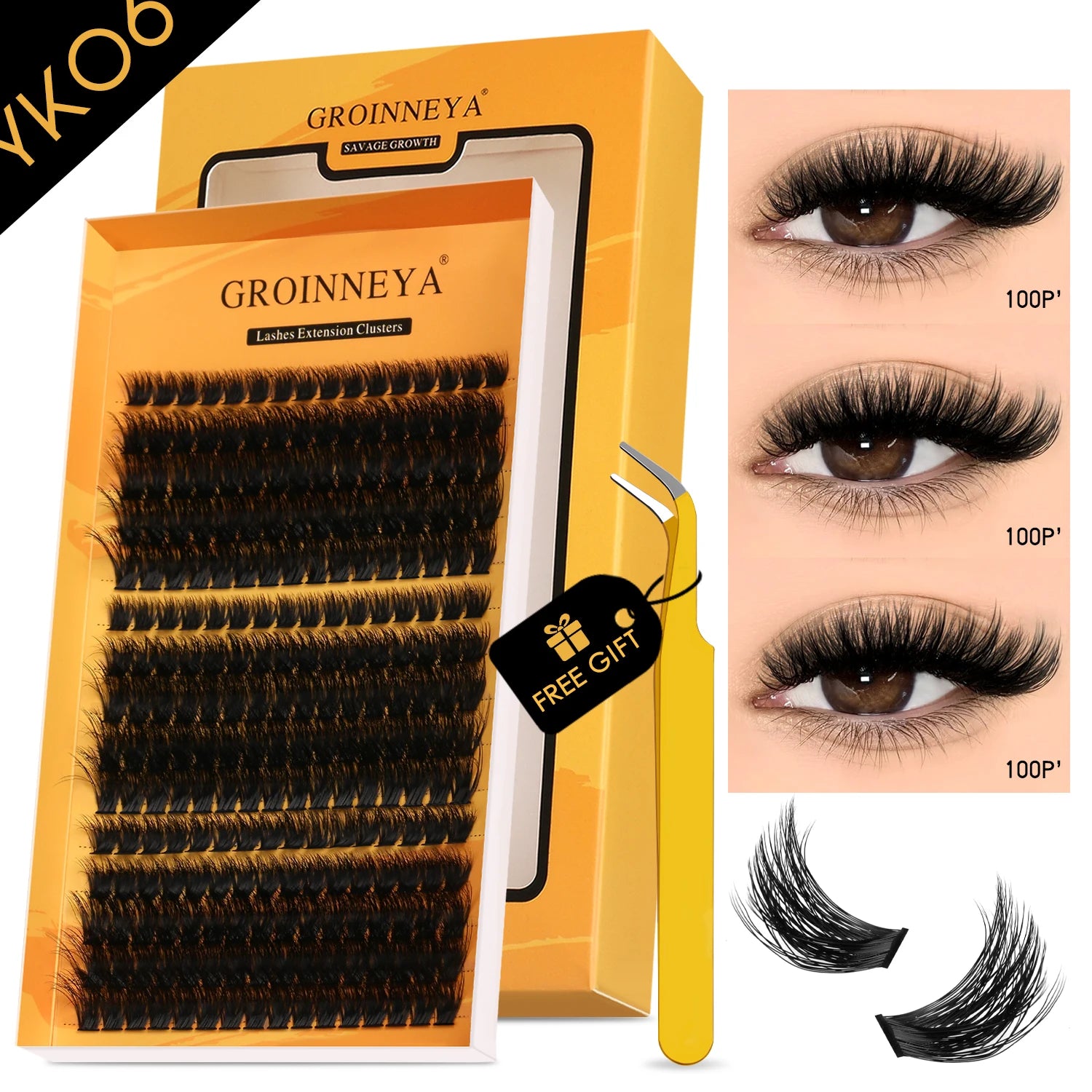 GROINNEYA DIY Fluffy Lash Clusters Kit for Volume - Smarsty