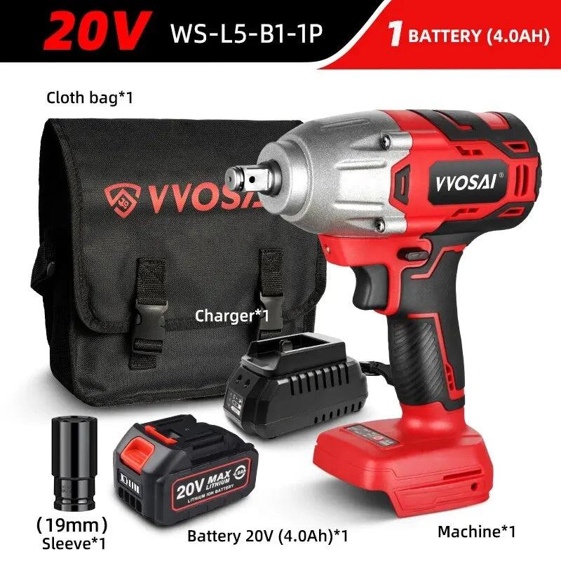 Cordless Electric Wrench 600N.m High Torque Power Tool - Smarsty