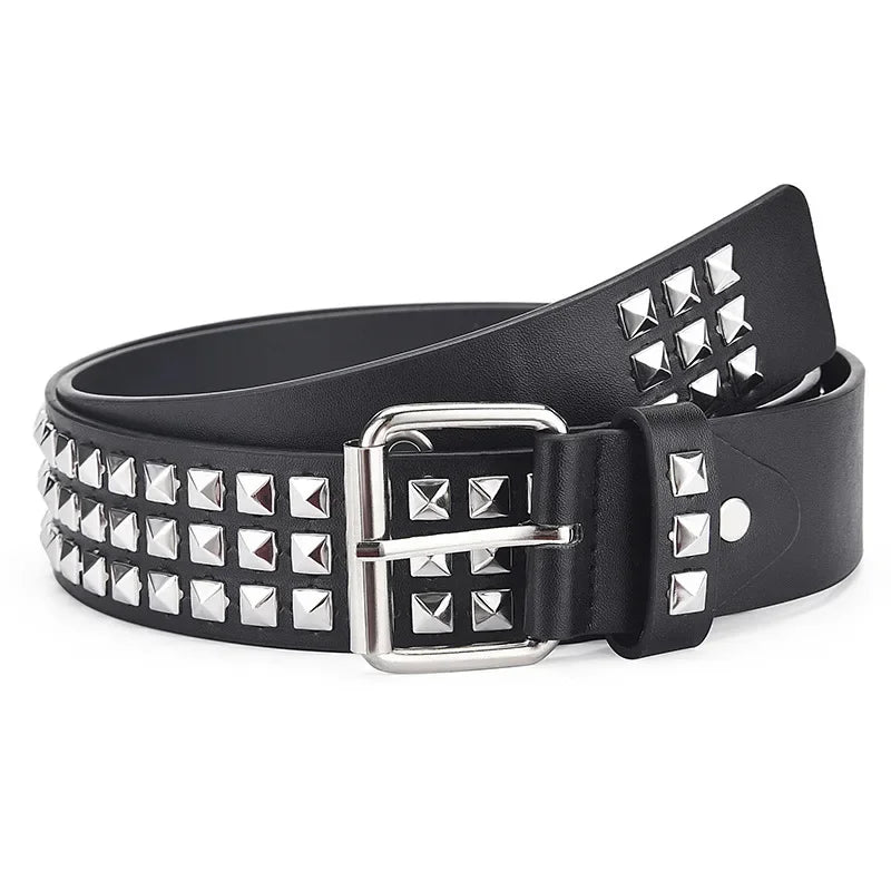 Unisex Punk Rock Studded Belt With Metal Detailing - Smarsty