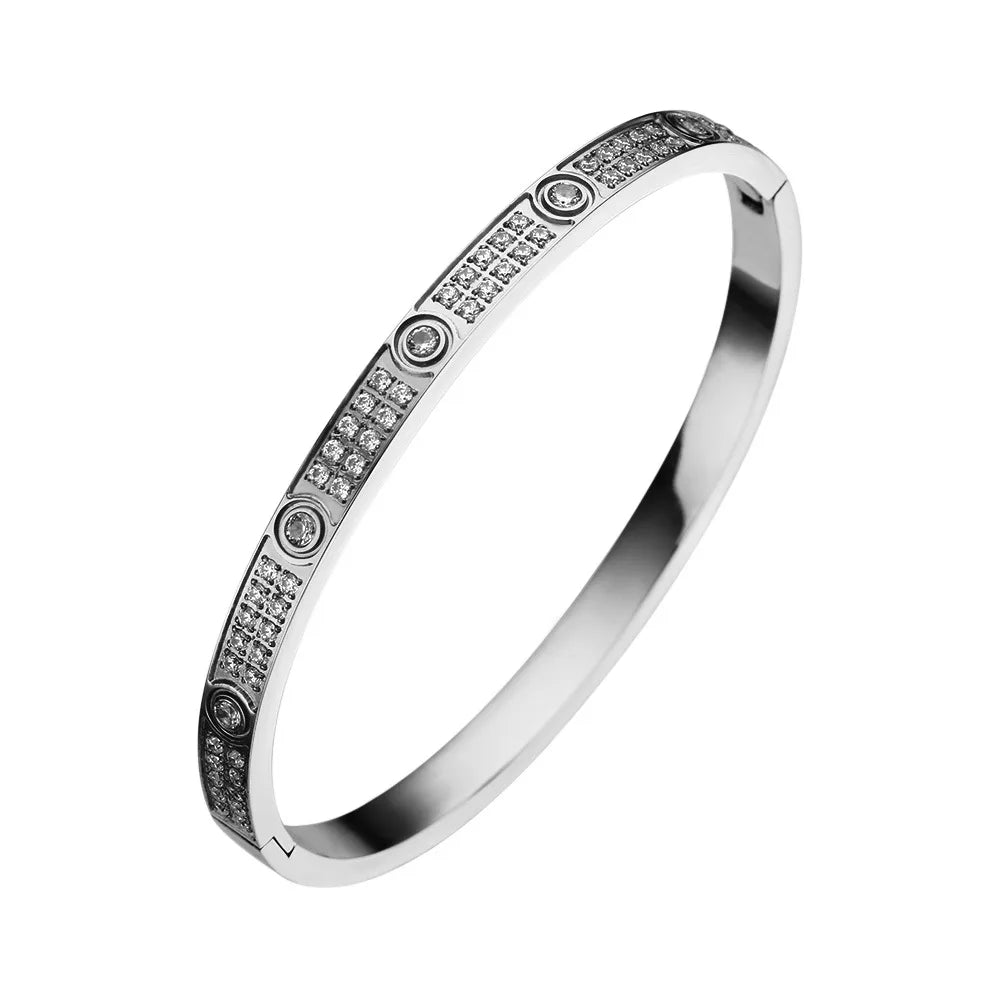 Gold Color Zircon Cross Nut Nail Bracelet for Women - Smarsty