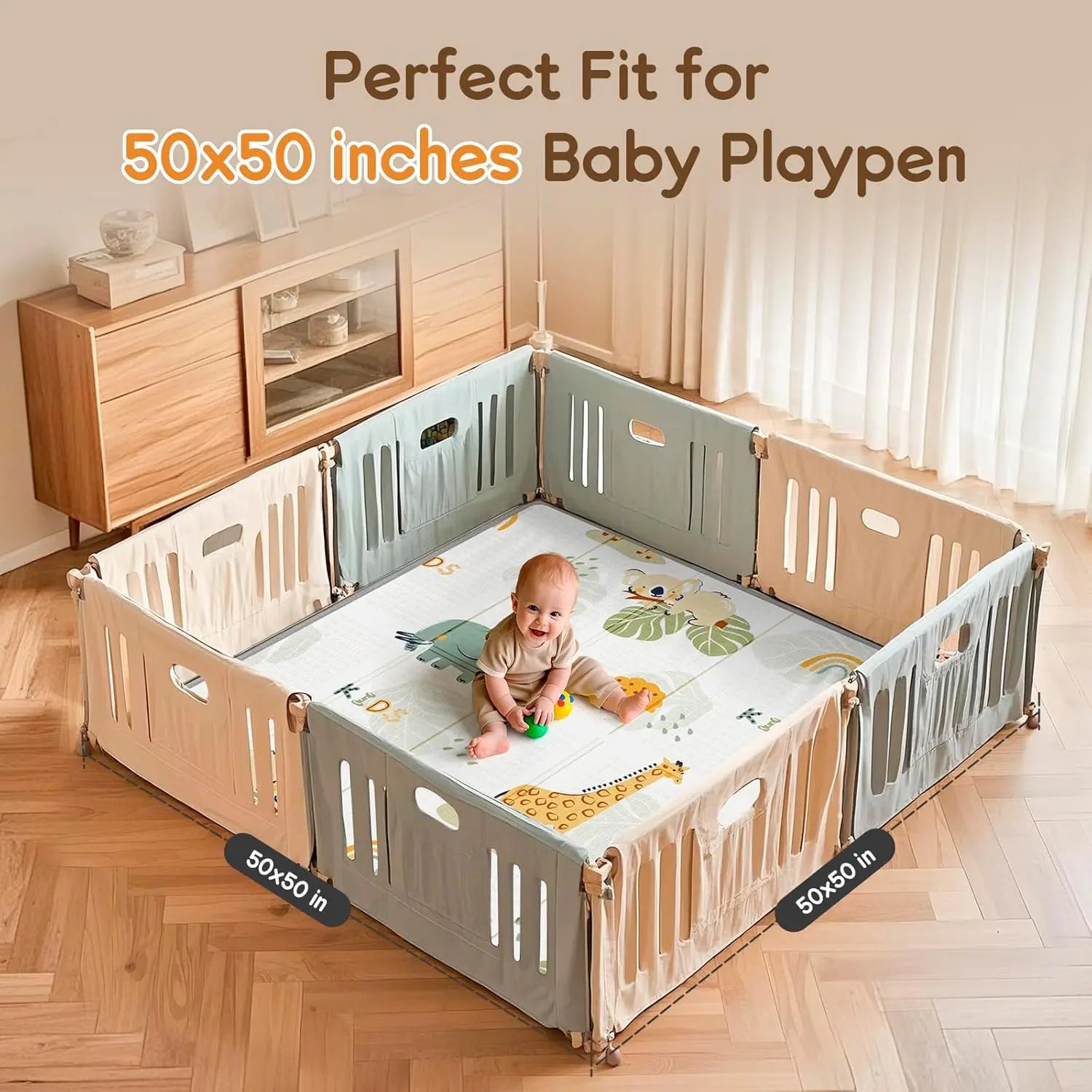 Baby Play Mat, PIGLOG 50x50 Playpen Mat, Waterproof Playmats for Babies and Toddlers Kids, Safe Foam Playmat for Tummy Time