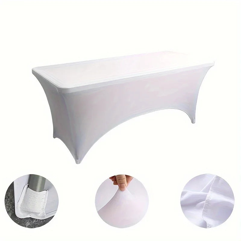 6FT Black Spandex Table Cloth Wrinkle Resistant Cover - Smarsty