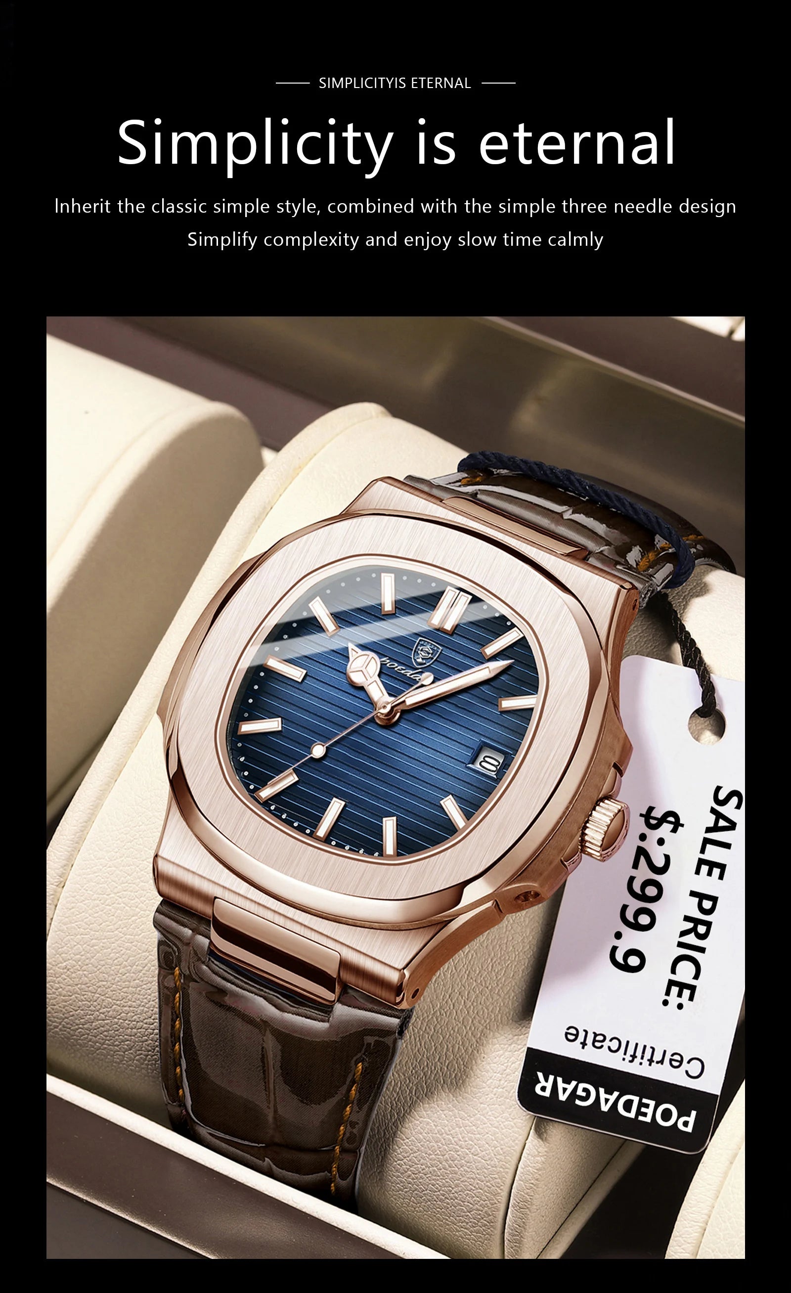 Luxury Waterproof Quartz Square Men Watch with Luminous Feature - Smarsty