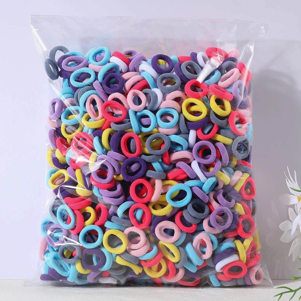 100 Pack Colorful Nylon Hair Ties For Kids Gentle Soft - Smarsty