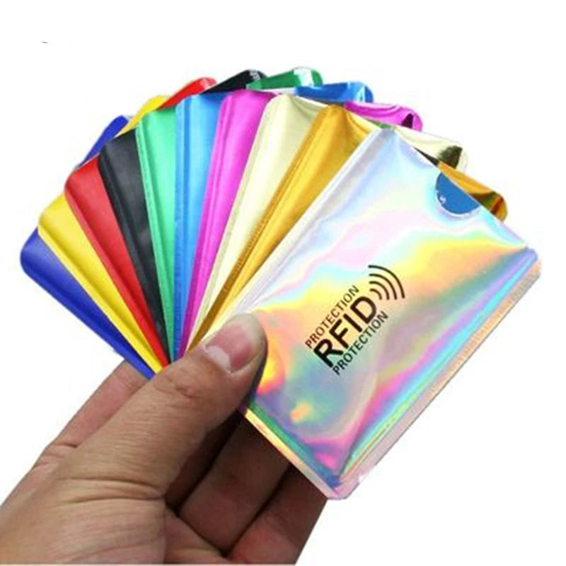10pcs Anti Rfid Credit Card Holder Blocking Reader Lock Blocker Bank Cards Protector Shielding Bag Colorful Anti-theft Card Case