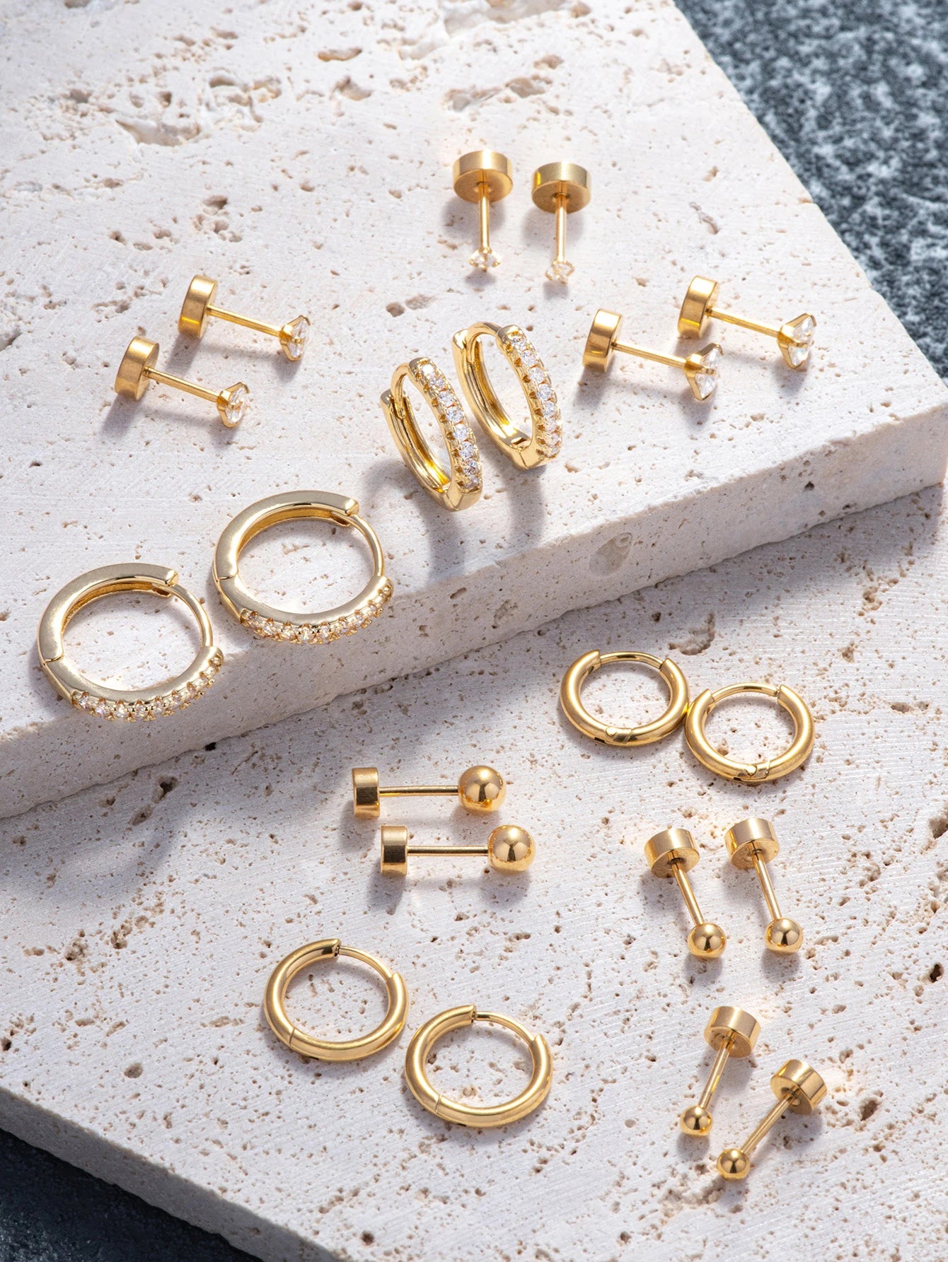 Small Gold Hoop Earrings Set 18K Plated Hypoallergenic - Smarsty