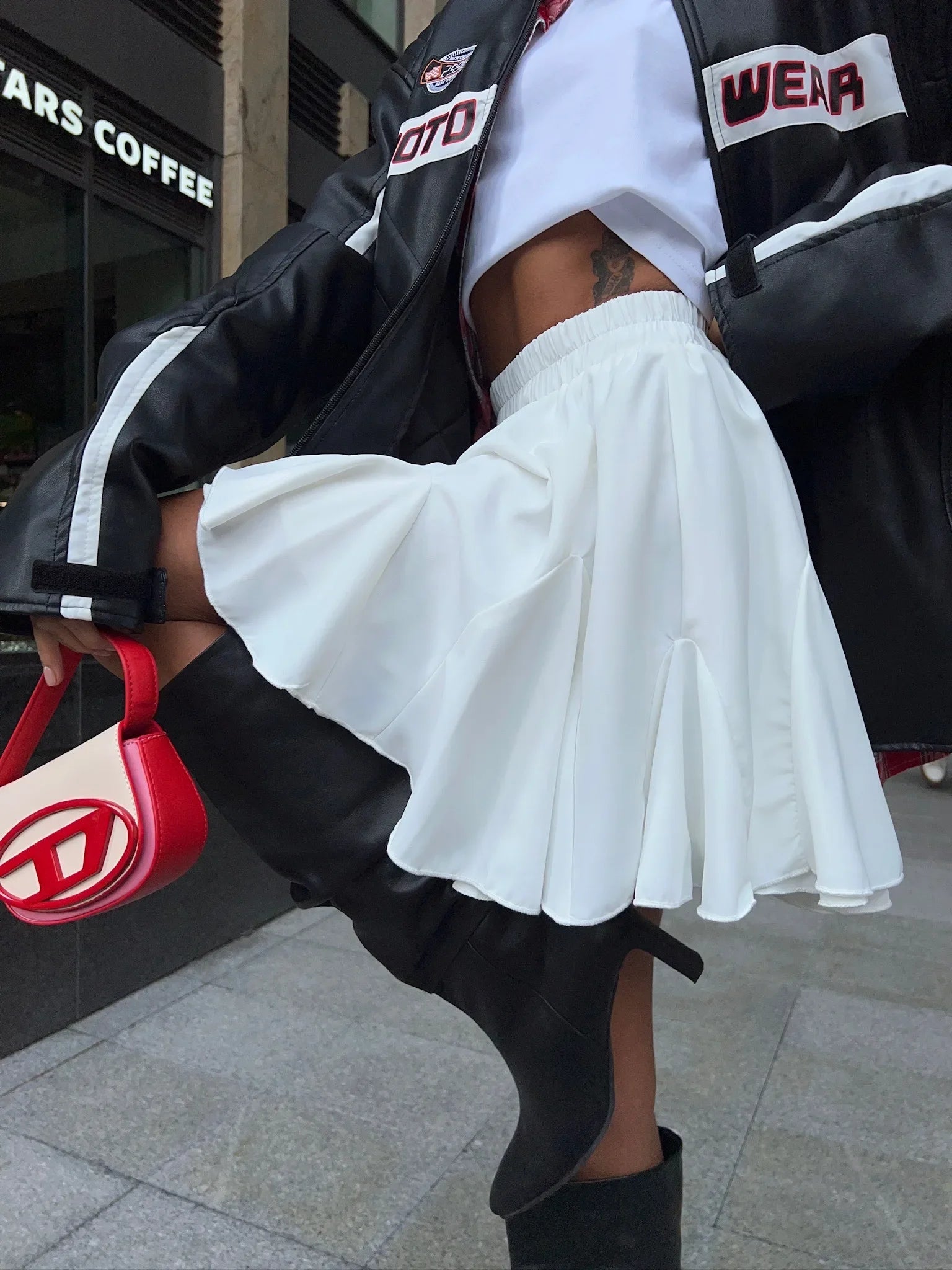 Wolfeel Summer White Mini Skirt High Waist Sexy Cute Ruffle Vintage Tennis Skirt Elastic Waist Tutu Short Skirts for Women - Smarsty