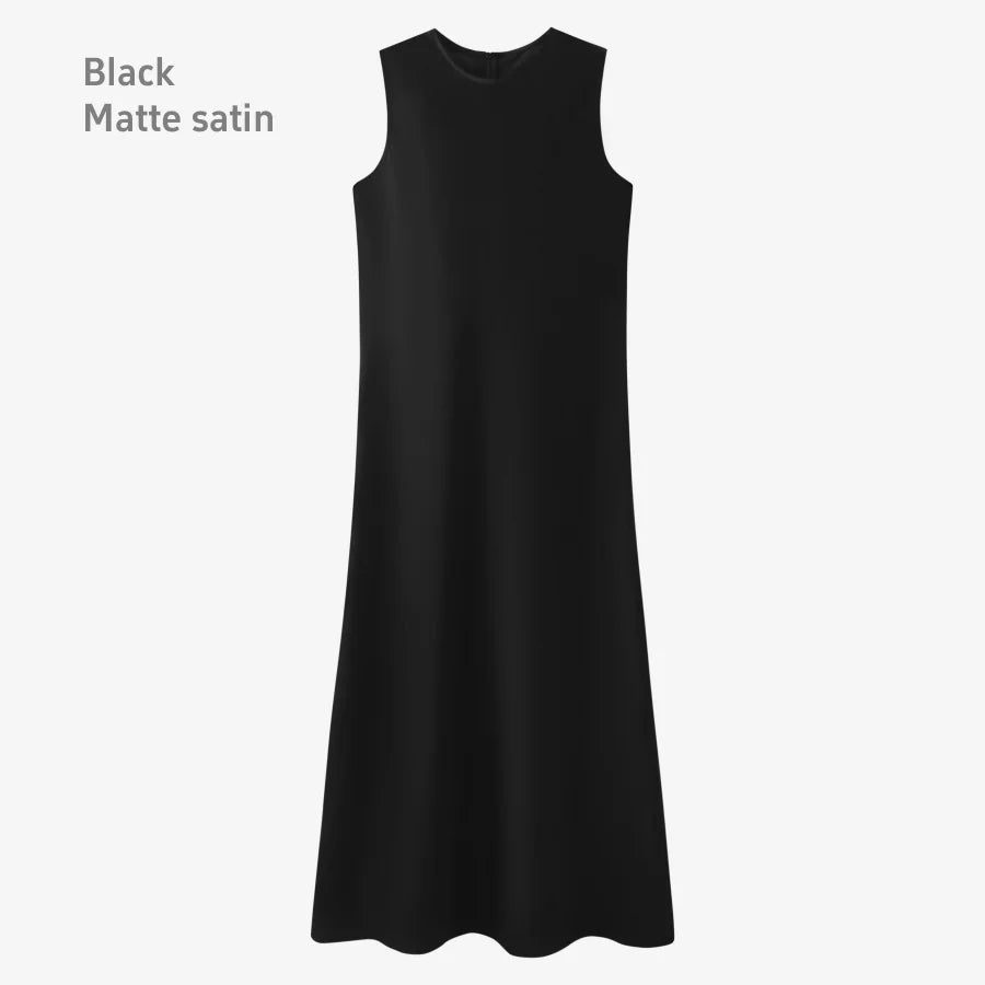 AS 2025 spring summer elegance satin dress + knitted top match set maxi floor length woman clothes
