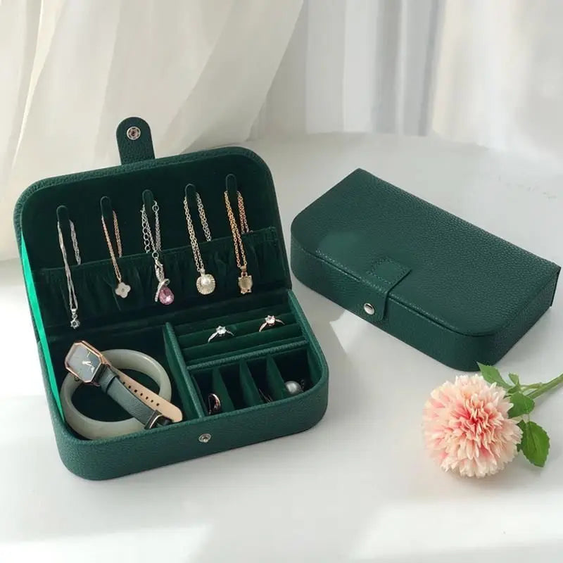 Portable Jewelry Organizer Case for Travel with Leather Storage - Smarsty