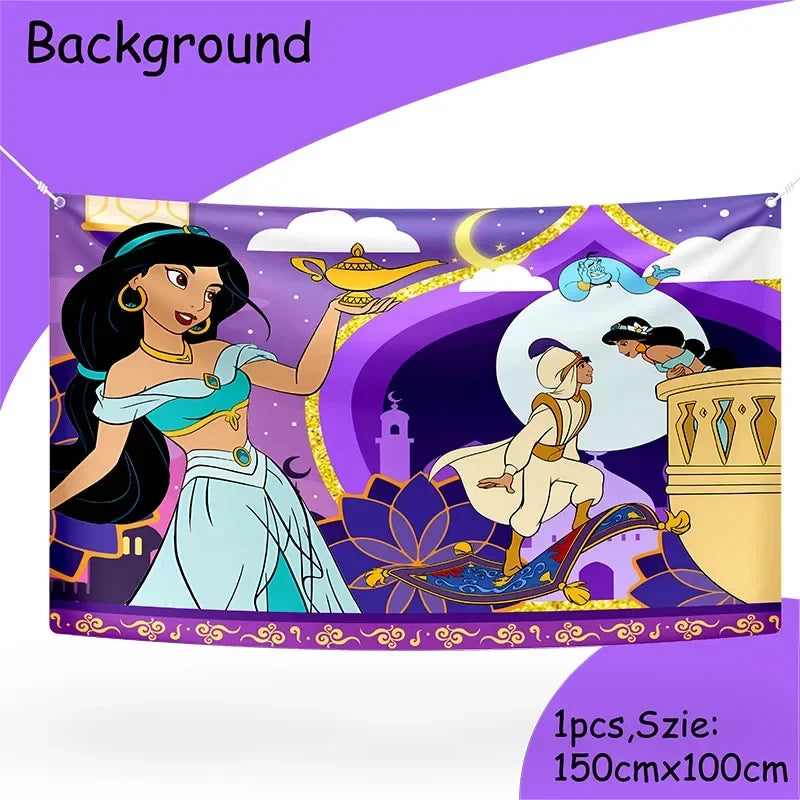 Jasmine Princess Aladdin Birthday Party Tableware Set - Smarsty