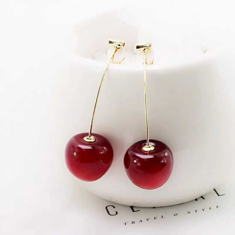 Delicate Sweet Red Cherry Drop Earrings for Women Fashion - Smarsty