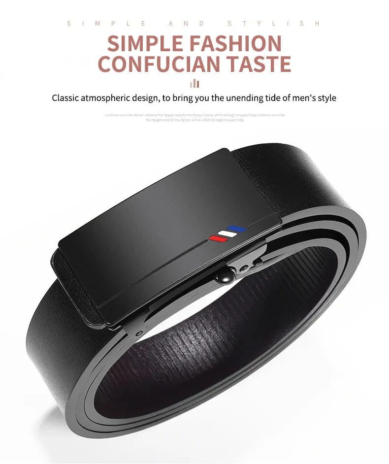 Mens Casual Automatic Buckle Belt High Quality Toothless Design - Smarsty