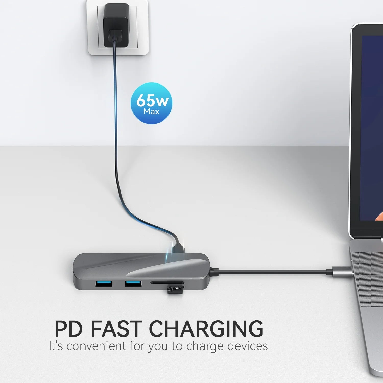 KOOTION USB C Hub 6-in-1 USB-C Hub for Laptop with 4K HDMI Adapter, 2 x USB 3.0 Ports, SD/TF Card Reader, PD Charging Port,