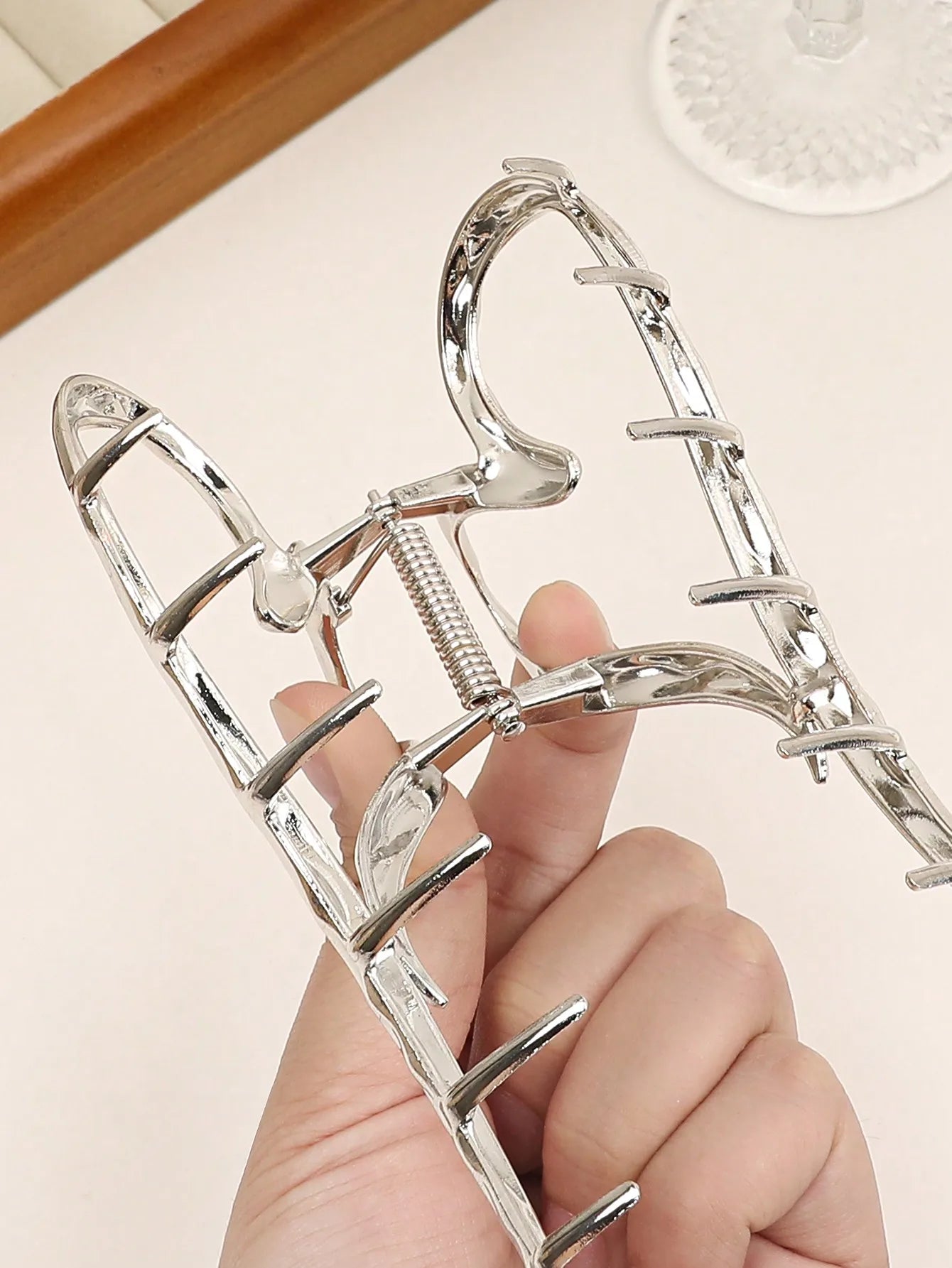 Large Silver Heart Hair Claw Clip Elegant Secure Hold - Smarsty