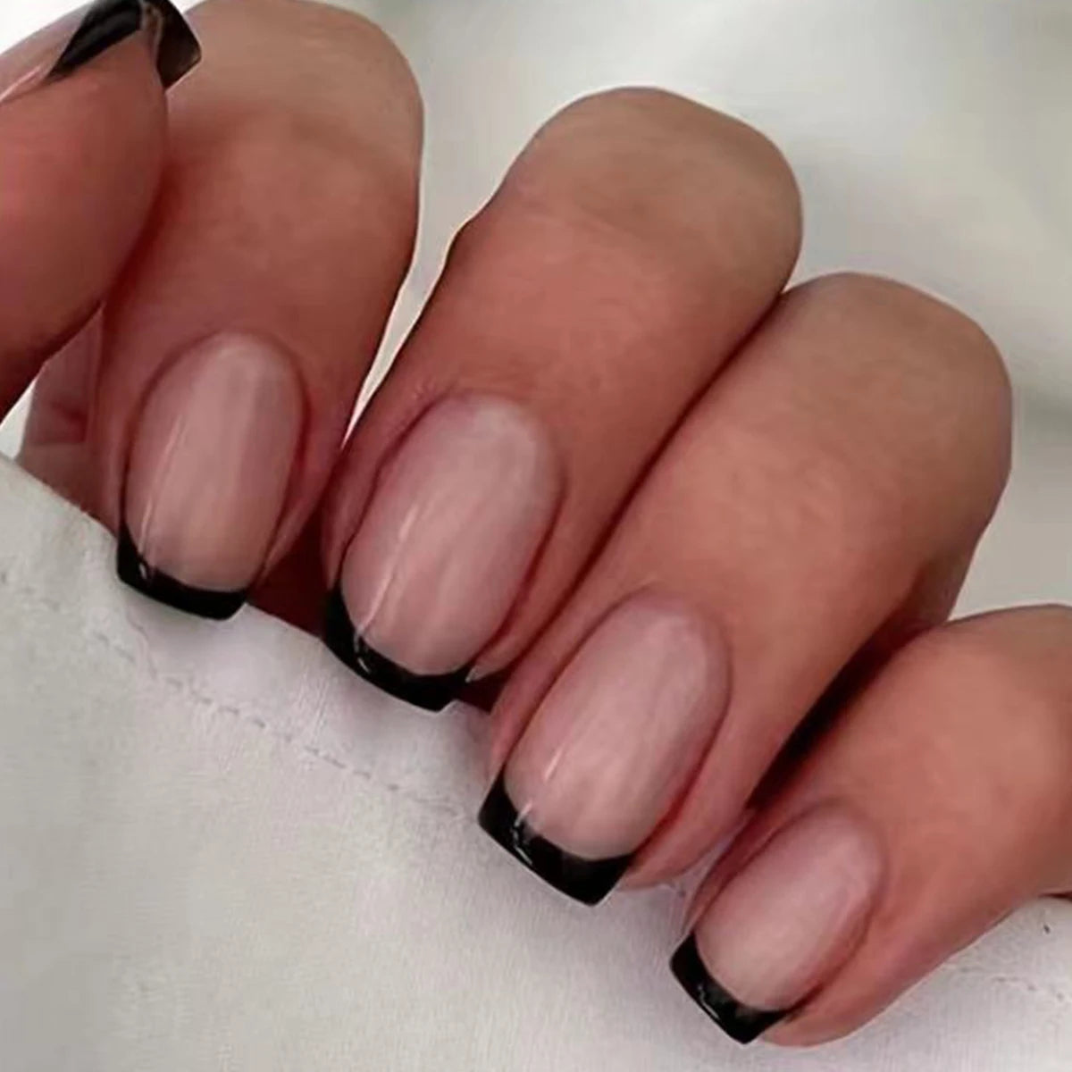 24 Pcs Women Short French Dual Color Press On Nails - Smarsty