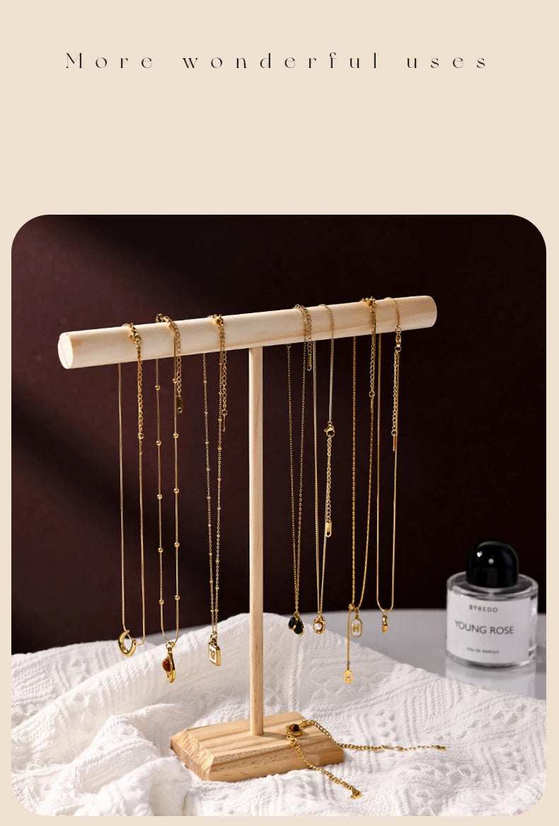 Solid Wood Jewelry Display Stand With Wooden Base - Smarsty