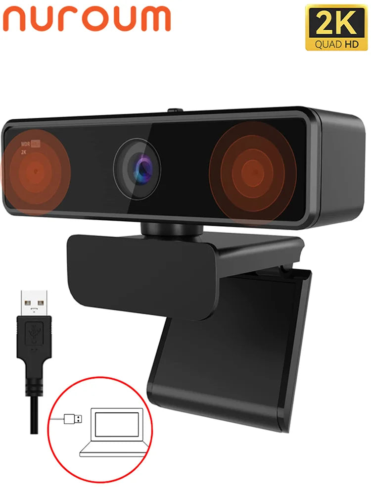V11 2K Webcam for PC, 1080P 60FPS FHD 90° Web Camera with Microphone&Privacy Cover,USB Plug&Play for Mac/Laptop/Desktop/Computer