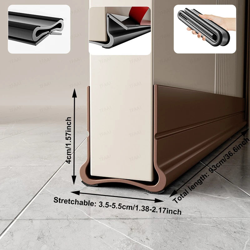 Flexible Door Bottom Sealing Strip Door Gap Soundproofing Wind and Dust Proof Weather Strip Under Door Draft Stopper Tape - Smarsty