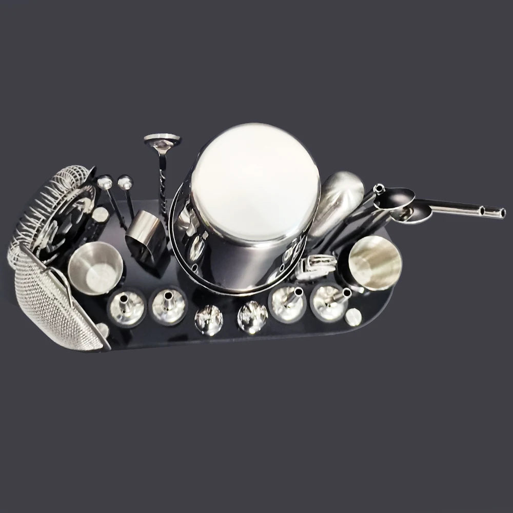 Boston Cocktail Shaker Bar Tool Set with Holder - Smarsty