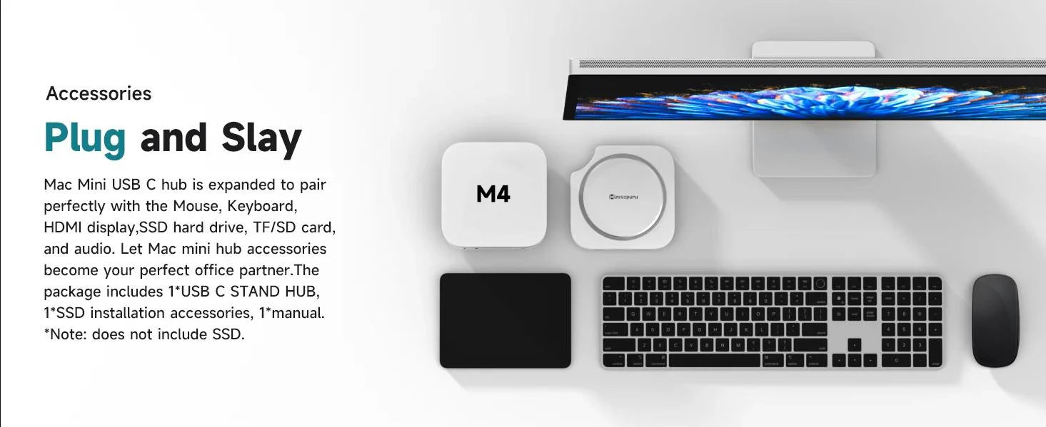 Mac Mini Docking Hub With M.2 SSD Enclosure 4K HDMI