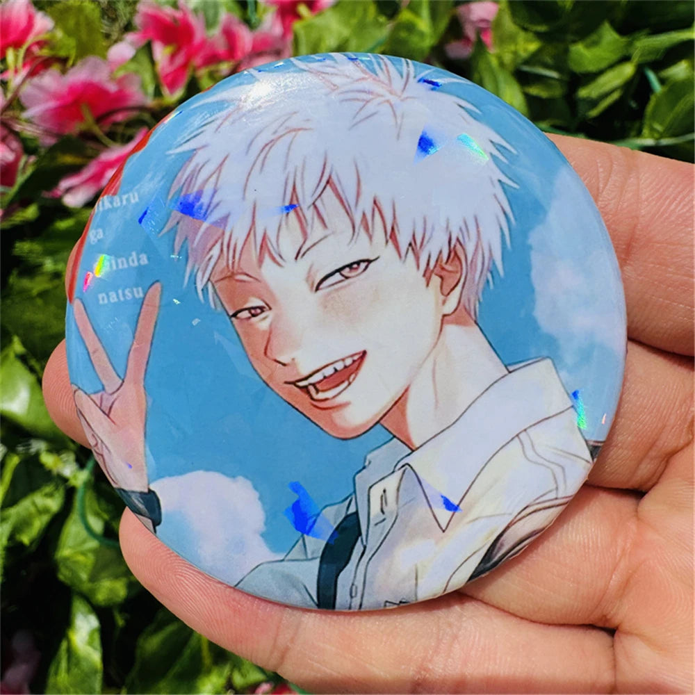 58mm Anime The Summer Hikaru Died Tsujinaka Yoshinori Cosplay COSTUME Badge Pin SPTE Tinplate Brooch Prop Xmas Gift - Smarsty