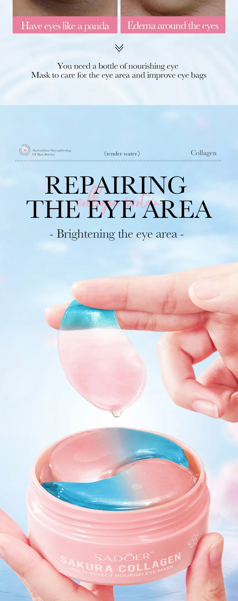 SADOER Sakura Collagen Eye Masks for Dark Circles Relief - Smarsty