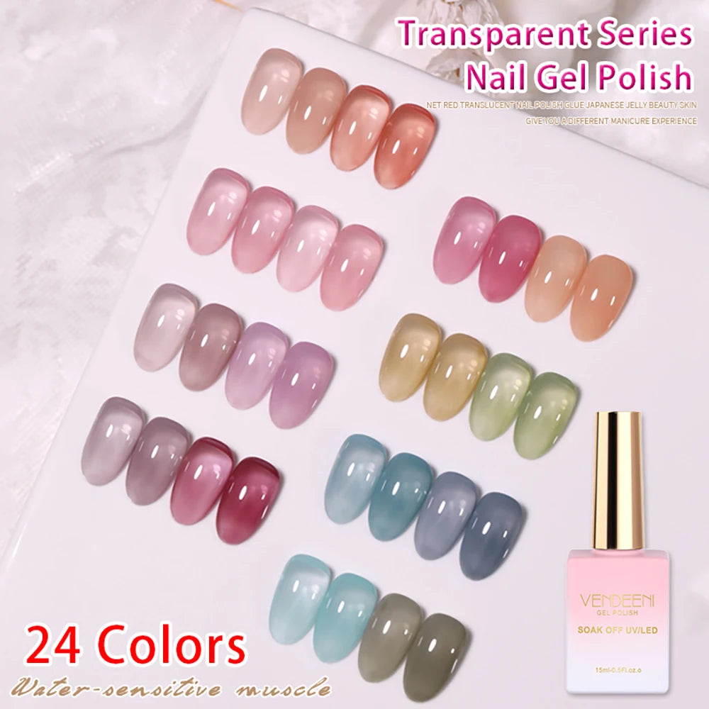 Vendeeni 24 Colors Jelly Gel Nail Polish Set - Smarsty