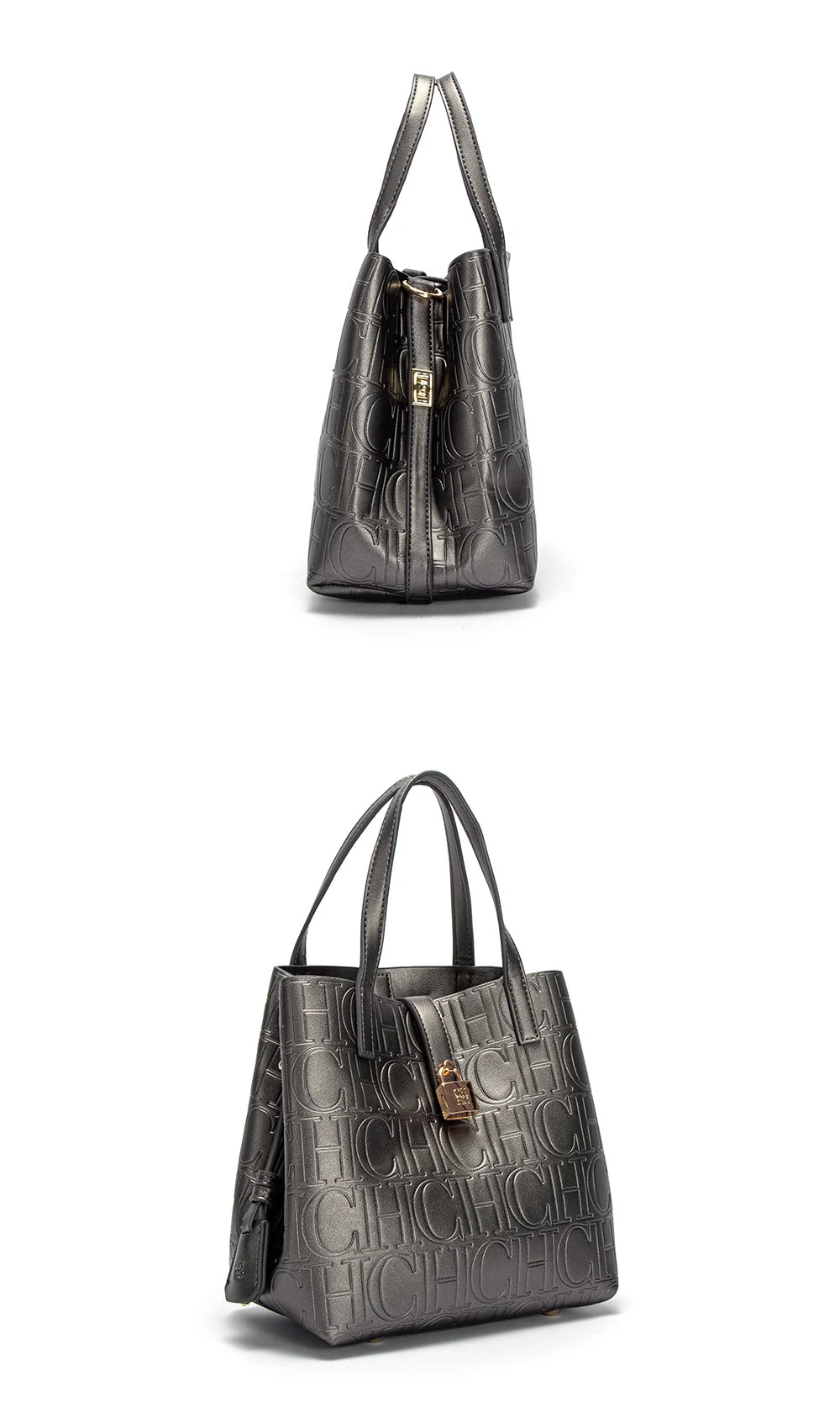 Women Tote Bag Steel Embossed Handheld Casual Purse - Smarsty