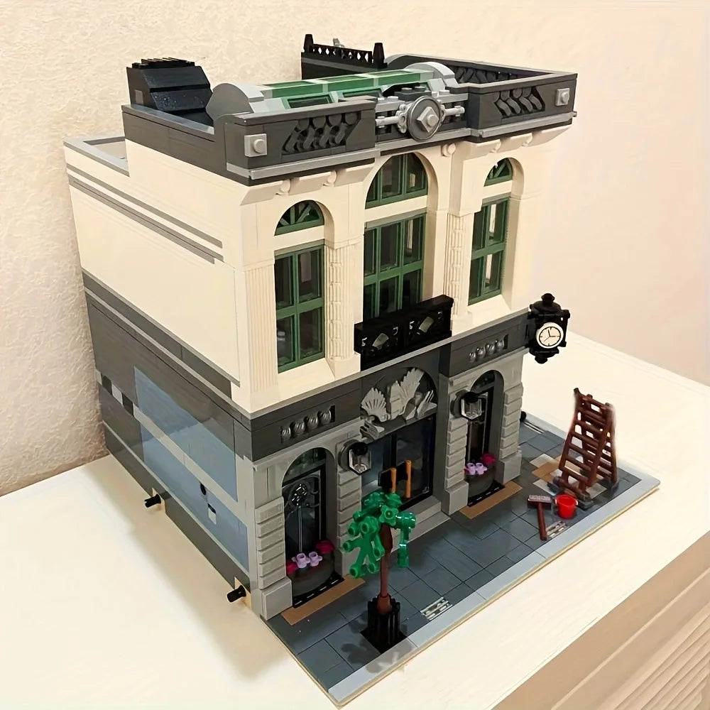 Creative IDEAS famous street view Bank Grand hall MOC Set compatible 10224 building blocks with figuer Toys gifis Christmas