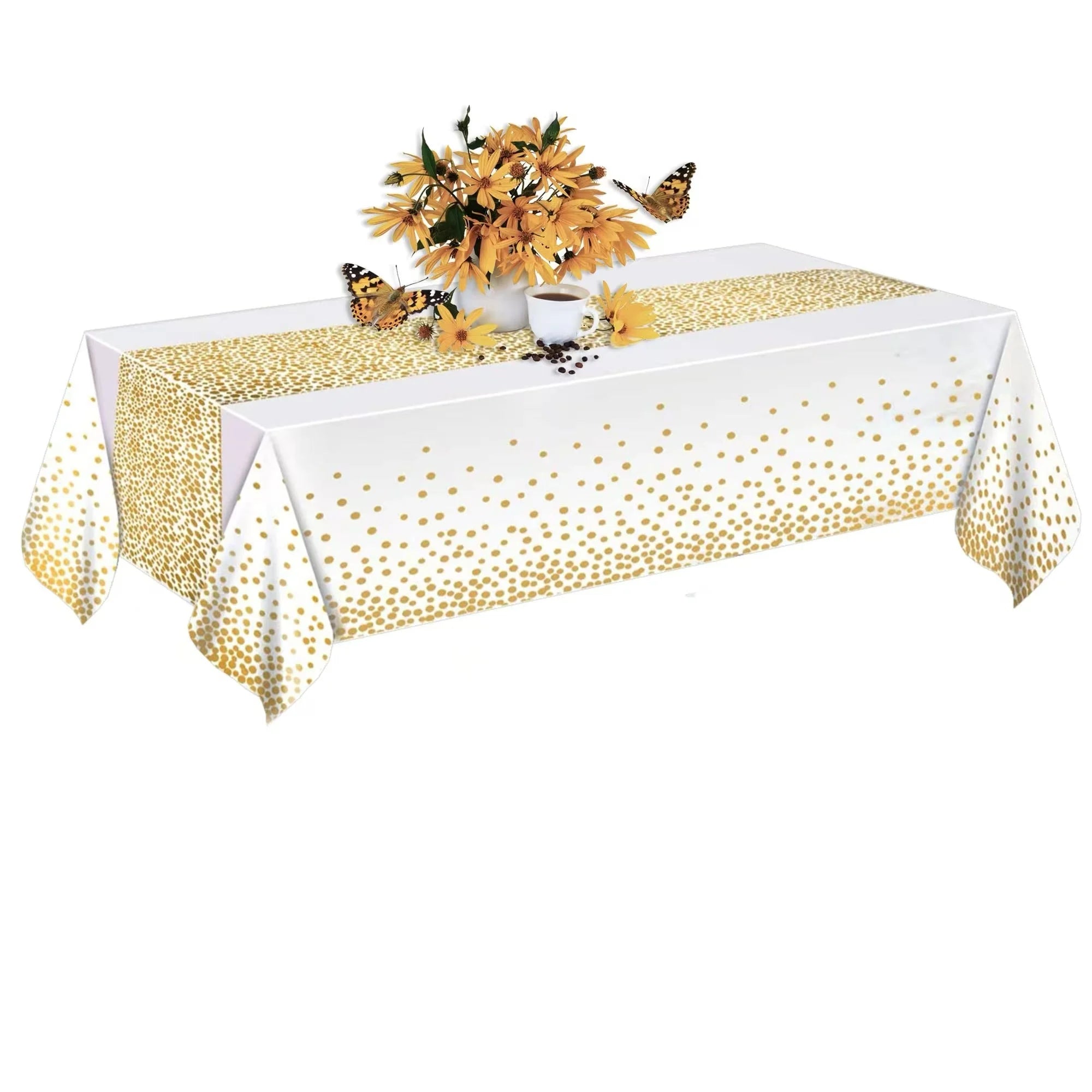 Black Gold Rectangular Tablecloth for Parties and Events - Smarsty