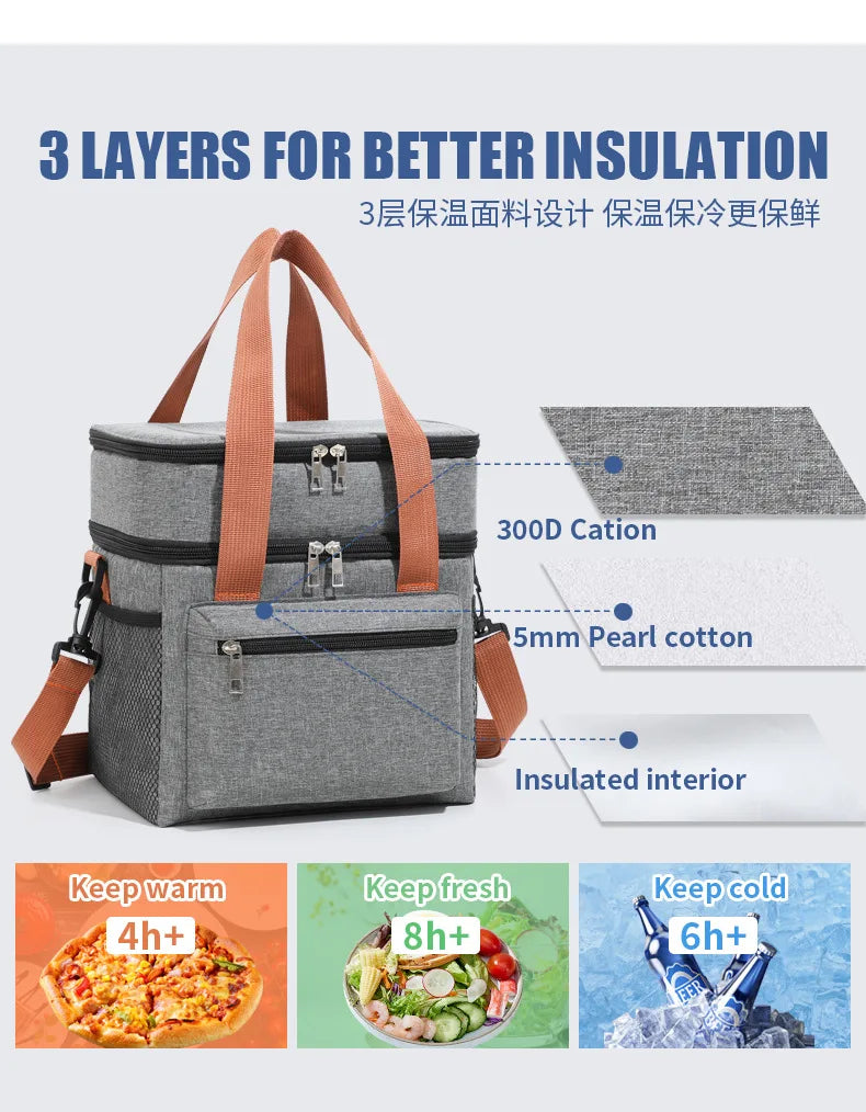 Insulated Cooler Lunch Bag Tote For Women Men Travel - Smarsty