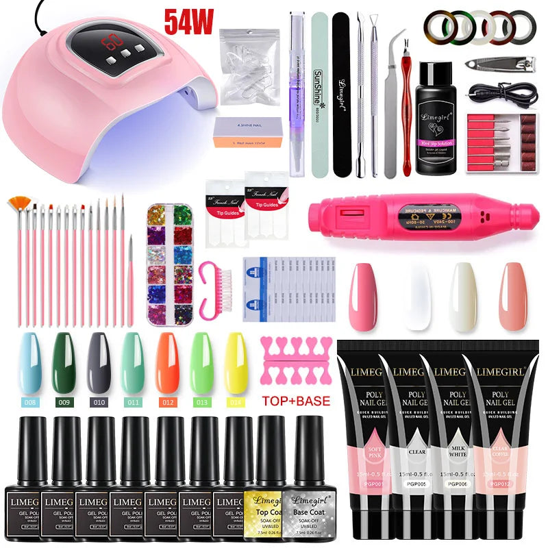 Acrylic Gel Nail Extension Kit with UV LED Lamp - Smarsty