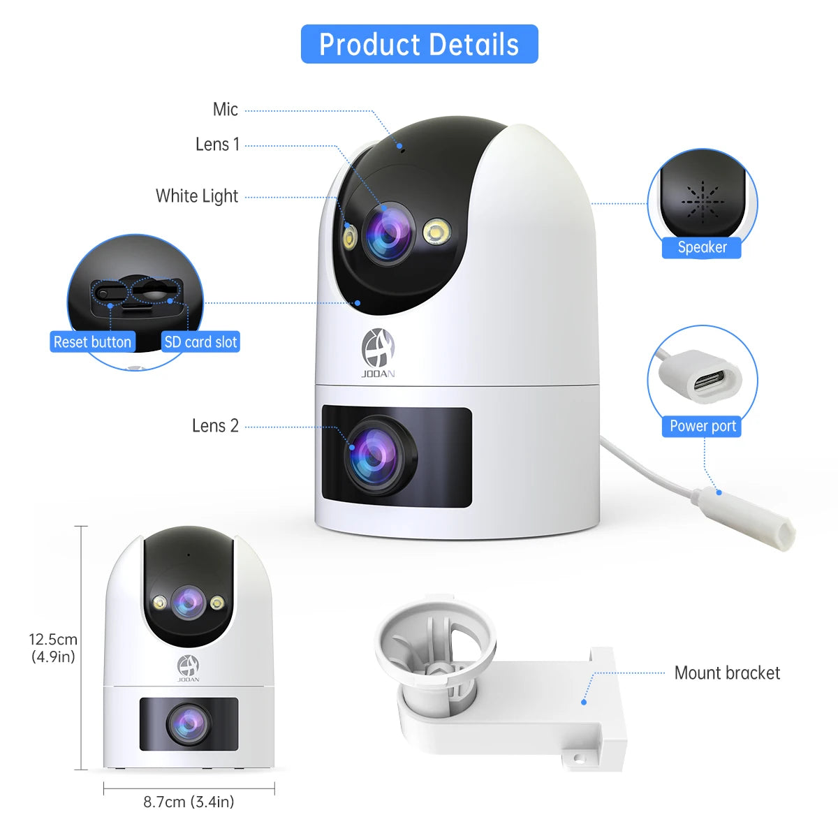 JOOAN 4K 6MP HD PTZ Camera Outdoor Dual Lens Dual Screen AI Tracking 5G WIFI IP Camera Security CCTV Video Surveillance Cameras - Smarsty